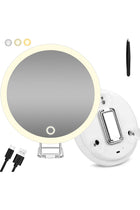 [Upgrade] 20X Magnifying Mirror with Light, Rechargeable 3 Colors Dimming Lighted Mirror with 3 Suction Cups and 360° Stand, 6" Large Travel Tabletop Magnified Makeup Mirror with Tweezers (White)