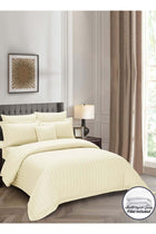 Striped Comforter Set, King Size Fits 200x200cm, 8-Piece Hotel Bedding with 350 GSM Filling