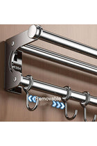 Wall Mount Knife Holder, Kitchen Utensil Hanger with 10 Hooks, 50CM Grey Storage Rack