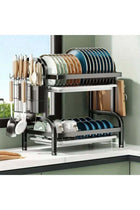 Three Tier Black Dish Drying Rack Large Capacity With Removable Utensil Basket