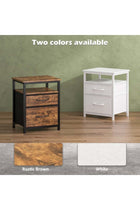 Modern open-top open-shelf bedside table with brown frame and MDF panel for waterproof and wear-resistant construction, featuring double-layer fabric drawers in bedroom furniture