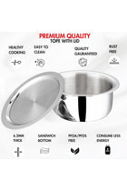 Platinum Triply Stainless Steel Tope with Lid - 1 Litre, 14 cm | Boiling Tope for Kitchen | Multipurpose Steel | Induction & Gas Base