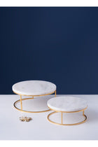 Round Marble Tray Stand Set Of 2 Pcs White