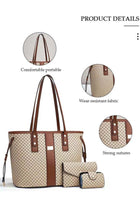 3PCS Tote Bag Set for Women Large Capacity Hand Shoulder Bag with Adjustable Drawstring Fashion Purse Clutch Bag Set for Office Travel Daily Bag