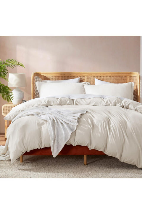 Off White Duvet Cover Queen Size - Soft Queen Duvet Cover Set, 3 Piece