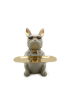 Beram Bulldog Butler Statue with Tray Modern Resin Bulldog Figurine with Sunglasses Decorative Storage Holder for Keys Coins Jewelry Home Décor Stylish Desk and Entryway Organizer