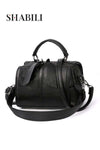 Women PU Shoulder Bag Crossbody Satchel Tote Handbag Barrel Shape with Bow Accent (Black)