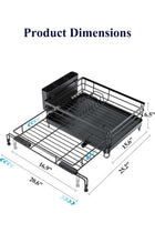 Dish Drying Rack,Retractable Large-Capacity Double-Tier Drying Rack,Rust-Resistant Metal Dish Storage Rack,Includes a Cutlery Tray and Cup Holder,Easy to Install,Ideal as a Kitchen Countertop