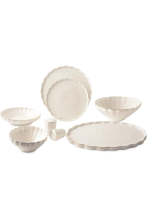 29-Piece Premium Porcelain Dinner Set – Crack-Resistant Plates, Bowls, Oval Plates, Salad Bowl, and Salt & Pepper Shaker, Complete Service for 6 (Design - 15)
