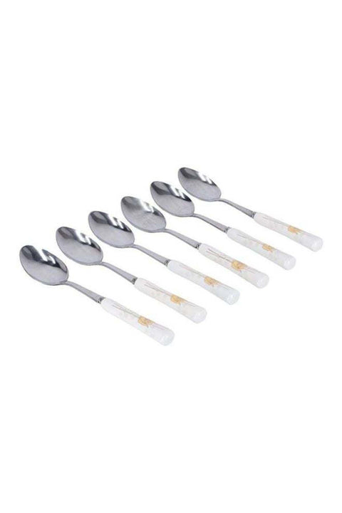 6-Piece Dinner Spoon Set White/Yellow