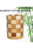 Bamboo Utensil Holder, Cutlery Organizer, Kitchen Countertop Silverware Storage Rack, Wooden Utensil Caddy for Cooking Tools