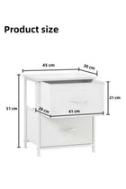 45*30*51cm Bedside Table Nightstand with Fabric Drawers Home Bedside Table 2-Tier Side Table Nightstands End Coffee Table for Bedroom White