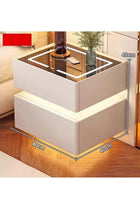 Modern Bedside Nightstand Table with LED Mirror Sensor Light Wireless Charging and BT Speaker 40CM