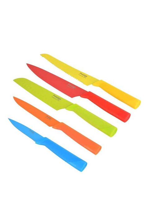 6-Piece Flush Knife Block Set White/Red/Blue