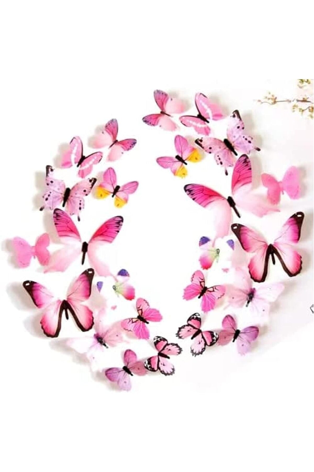 24pcs 3D Pink Butterfly Wall Stickers | 3 Sizes, 2 Styles | Decorations for Party, Birthday, Cake, Crafts & Room Decor | Removable Wall Decals | Pack of 24 (Pink)