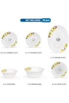 26 Pcs Opal ware Dinnerware set Dinner, Dessert, Soup, Serving Plates and Bowls