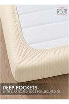 1-Piece Microfiber Fitted Sheet Striped, Color Beige, Design Soft Fabric Deep Pocket Elastic Edge