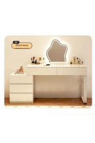Cream White Bedroom Vanity Table, Makeup Table with 5 Swappable Drawers, Adjustable Size Dressing Desk for Girls' Bedroom - Multifunctional as Bedside Table, Study Desk & Learning Table,100*40*60cm（SZ