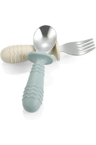 4 Set Baby Toddler Silicone Stainless Steel Utensils Silverware Spoon Fork for Baby Toddler BPA Free with Silicone Holding Anti-Choke Design