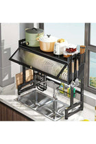 Dish Rack Organizer Stainless Steel with Doors Over Sink Dish Drying Rack Storage Rack