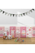 3D Anti-Collision Wall Stickers, 6PCS Little Bear Pattern Kids Room Decor, Waterproof Leather Self-Adhesive Panels for Bedroom, Playroom & Living Room(Pink)
