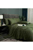 Bamboo Fiber Duvet Cover Set, Olive Green, 155x220cm, 2 Pillowcases
