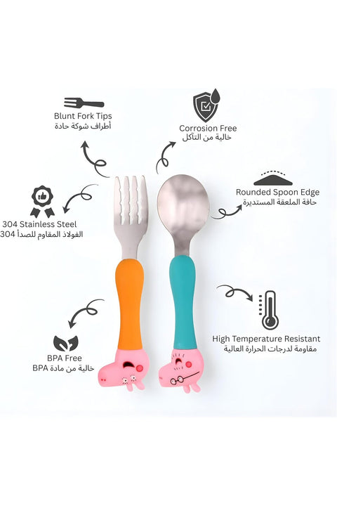 Peppa Pig Kids Cutlery Set 4 Pcs Stainless Steel Spoons and Forks – BPA Free Children Tableware Set for School Lunch Box, Travel & Home Use - Kids Flatware Gift for Girls & Boys