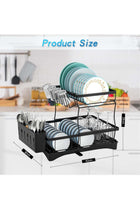2 Tier Foldable Dish Drying Rack with Utensil Holder & Cutting Board Holder & Drainboard Tray,