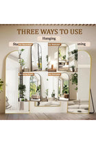 Arched Full-Length Floor Mirror Large Golden Frame Dressing Mirror for Bedroom & Living Room (200X100cm)