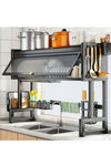 Over The Sink Dish Drying Rack, Large Dish Drying Rack Over The Counter, Dish Drying Rack with Dust-Proof Cabinet, Dish Drainer for Kitchen Sink Shelf with Utensil Holder