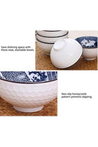 Ceramic Cereal Bowls Salad,Soup,Rice Bowl Set,Blue and White (4.5 inch)