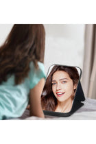 Folding Tabletop Mirror with PU Leather, 25.5 * 18CM Portable Travel Mirror, Folding Mirror with Stand, Desktop Vanity Mirror for Office Desk, Travel, Camping