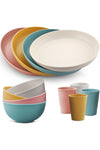 12Pcs Plastic Plates and Bowls Sets Unbreakable Picnic Dinner Set for 4 Camping Plates and Bowls Set Colourful Camping Crockery Sets Lightweight Camping Plates and Cutlery Set for Home Picnic e