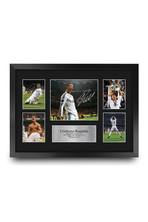 Alayra Framed Cristiano Ronaldo Real Madrid Printed Memorabilia Signed Autograph Photograph Display for Football Fans and Supporters - A3 Framed