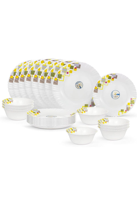 12 Pcs Opal ware Dinnerware set Dinner, Dessert Plates & Bowls Dishwasher & Microwave safe, Scratch Resistant use for kitchen restaurant