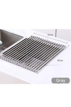 Dish Drying Rack,Roll Up Sink Dish Drainer Rack,Over The Sink Washing Dish Drying Rack,Multipurpose Foldable Sink Rack,Stainless Steel Wire Dish Drying Rack For Kitchen Sink Counter,47*37CM