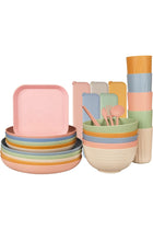 62 Piece Unbreakable Crockery Set, Reusable Camping Tableware Set for 5 People, Plastic Tableware