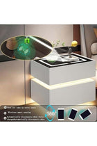 Modern Bedside Nightstand Table with LED Mirror, Sensor Light, Wireless Charging and BT Speaker 40CM