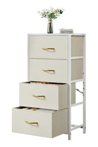 4-Drawer Dresser Vertical Storage Tower Fabric Dresser for Bedroom, Hallway, Entryway, Closet Organizer, Nightstand Bedside Table Furniture,Wooden Top,White