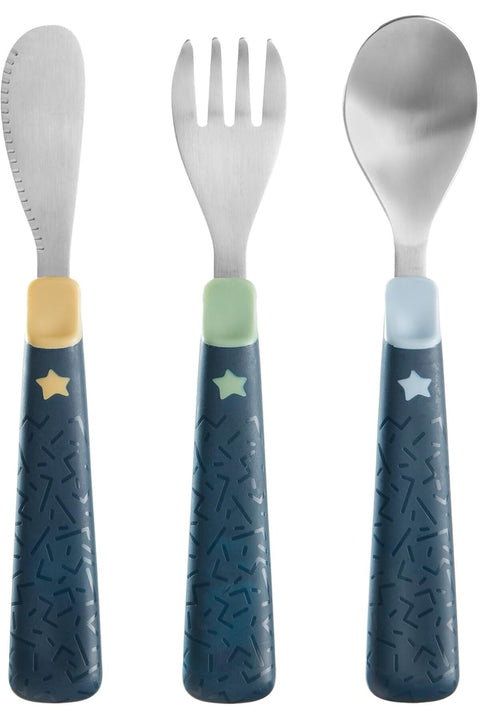 Big Kids Metal Cutlery Set 12M+ | Chunky Handles, Rounded Edges | Stainless Steel Toddler Fork, Spoon & Knife
