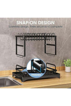 Dish Drying Rack, 2 Tier Large Dish Drying Rack for Kitchen Counter with Drainboard Stainless Steel Dish Drainer for Dish/Knifes/Cup/Cutting Board, White