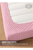 1-Piece Microfiber Fitted Sheet Striped, Color: Baby Pink, Size: Double (120×200 cm)