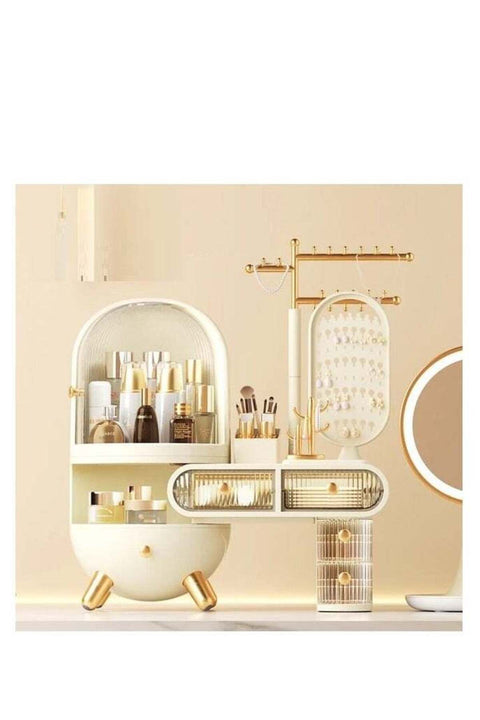 Dressing Table Cosmetics Storage Box Jewelry Dustproof Drawer Home Skincare Storage Box with Mirror Multifunctional Storage