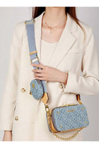 2PCS Luxury Women Handbag Elegant Ladies Bag Shoulder and Crossbody Tote with Golden Chain Double Zipper Chic Design and Matching Mini Purse