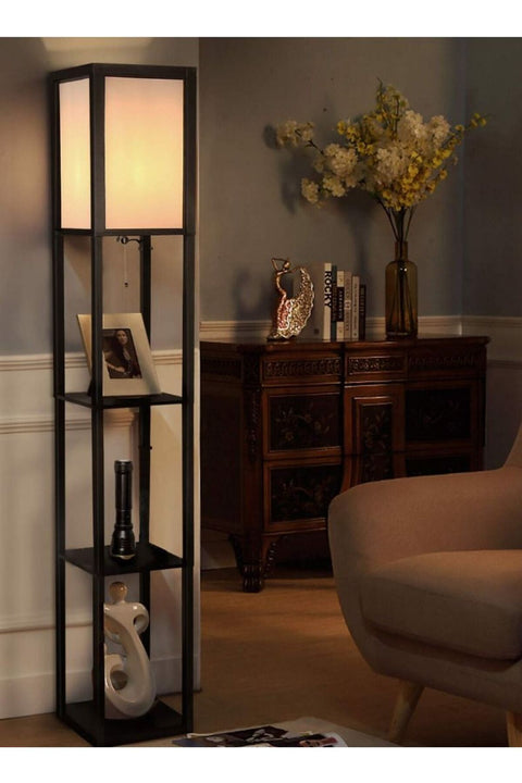 3 in 1 Shelf Floor Lamp with 2 USB Ports Shelf & Storage & LED Floor Lamp