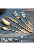 LAZAHOME 30-Piece Stainless Steel Mirror Polished Cutlery Set for 6, Gold Tableware, Dishwasher Safe