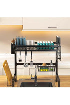 Dish Rack For Above The Sink, Large-Capacity, Double-Tier Stainless Steel Draining Rack With Storage Compartments For Cutlery And Kitchen Utensils; Kitchen Storage And Organisation