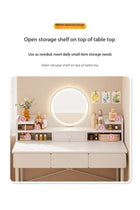 Simple Makeup Vanity Dressing Table, Steel Leg Small White Table with Shelf, Drawer, Mirror and Led Light for Bedroom and Small Space (RJ80CK, 80 * 40cm)