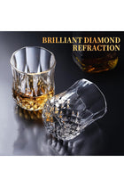 Diamond Glassware Set of 6, Premium Crystal Tumbler - 7oz Classic Tumblers for Beverages - Gift for Men, Dads, and Collectors