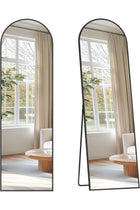 Full Length Mirror, 150 x 40 cm, Arched Full Body Mirror with Stand, Aluminium Alloy Frame, Tempered Glass, for Bedroom, Living Room, Cloakroom, Ink Black LFM035B01